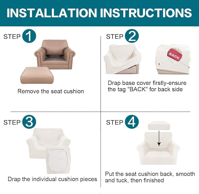 Turquoize 2 Piece Chair Covers Armchair Slipcovers - Image 6