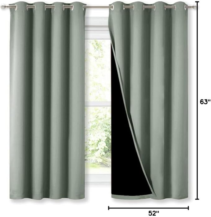 NICETOWN Greyish Green 100% Blackout Lined Curtains, 2 Thick Layers Completely - Image 9