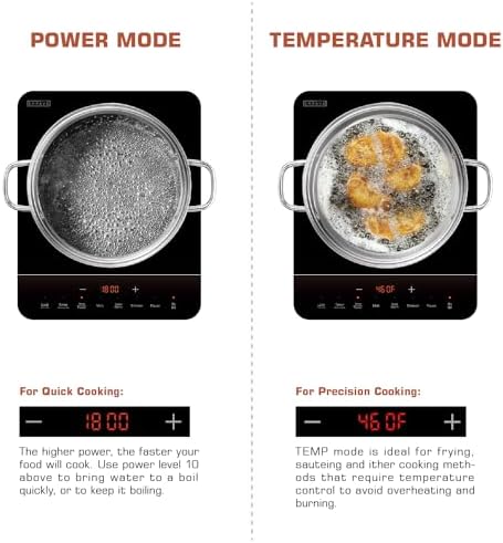 Empava Portable Induction Hot Plate Cooktop, Single 1 Burner Countertop Cooker, 3 Preset Modes, Shatter-proof Flat Glass Top, 110~120 Volt Plug in Electric Stove for Kitchen, Outdoor Camping, RV