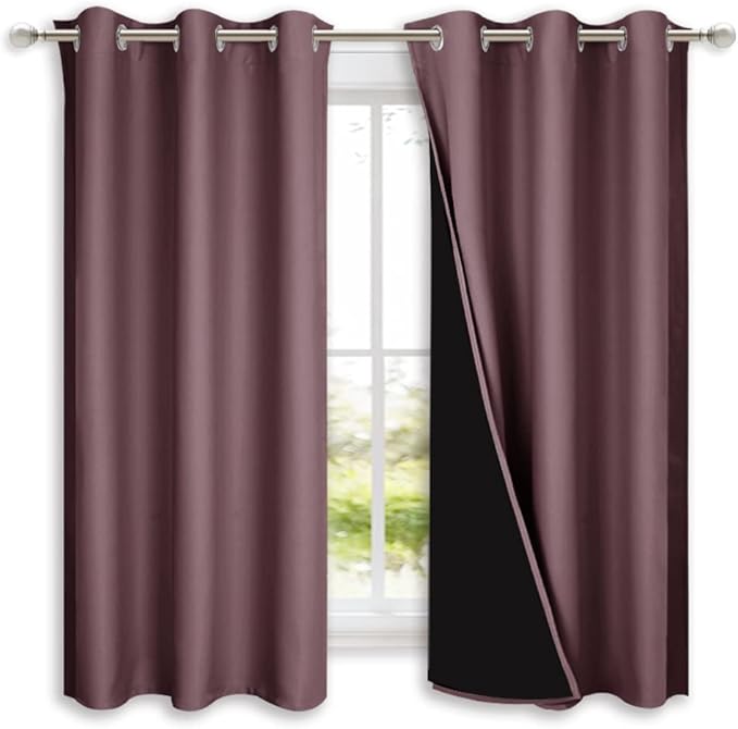 NICETOWN Dry Rose 100% Blackout Lined Curtains, 2 Thick Layers Completely by NICETOWN
