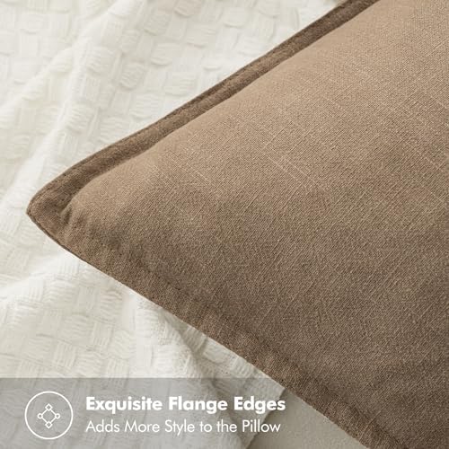 MIULEE Khaki Linen Pillow Covers Pack of 4 Decorative Natural Solid Throw - Image 3