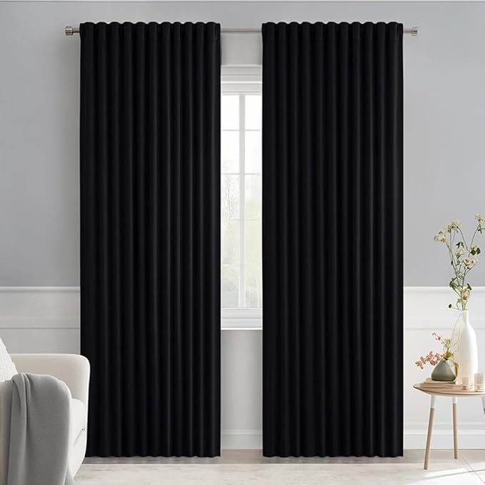 MIULEE Black Back Tab Blackout Curtains 84 Inch Length 2 Panels Set by MIULEE