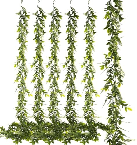 6 Pack 5.6 Ft Faux Greenery Vines, Artificial Hanging Plant Patio Decor