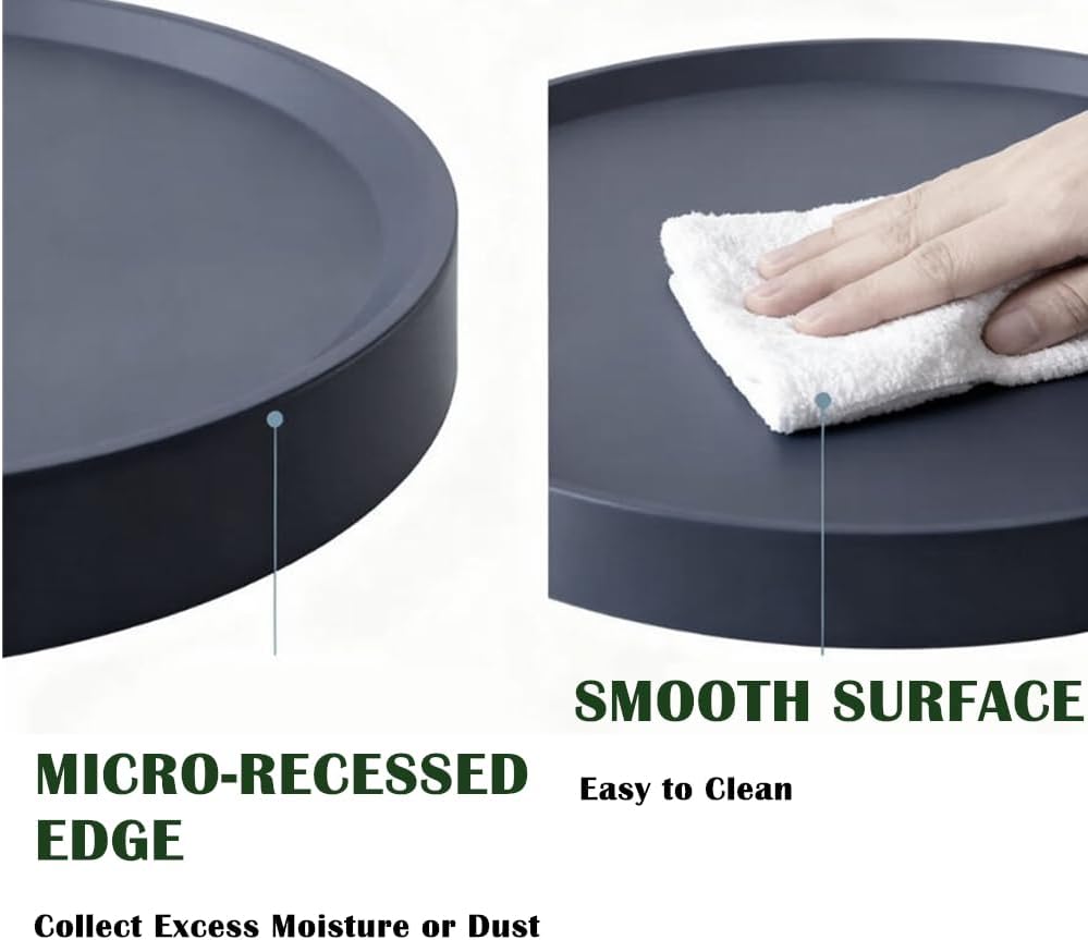 12.4" Plant Caddy with Hidden Wheels,2Pack Round Gray+Light Gray