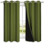 NICETOWN 100% Blackout Lined Curtains, Olive Green, 1 Pair, 2 Thick Layers - Image 2