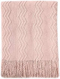 BOURINA Pink Throw Blanket 50x60 Inches Throw Textured Solid Soft Sofa Throw by BOURINA