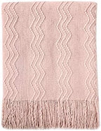 BOURINA Pink Throw Blanket 50x60 Inches Throw Textured Solid Soft Sofa Throw by BOURINA