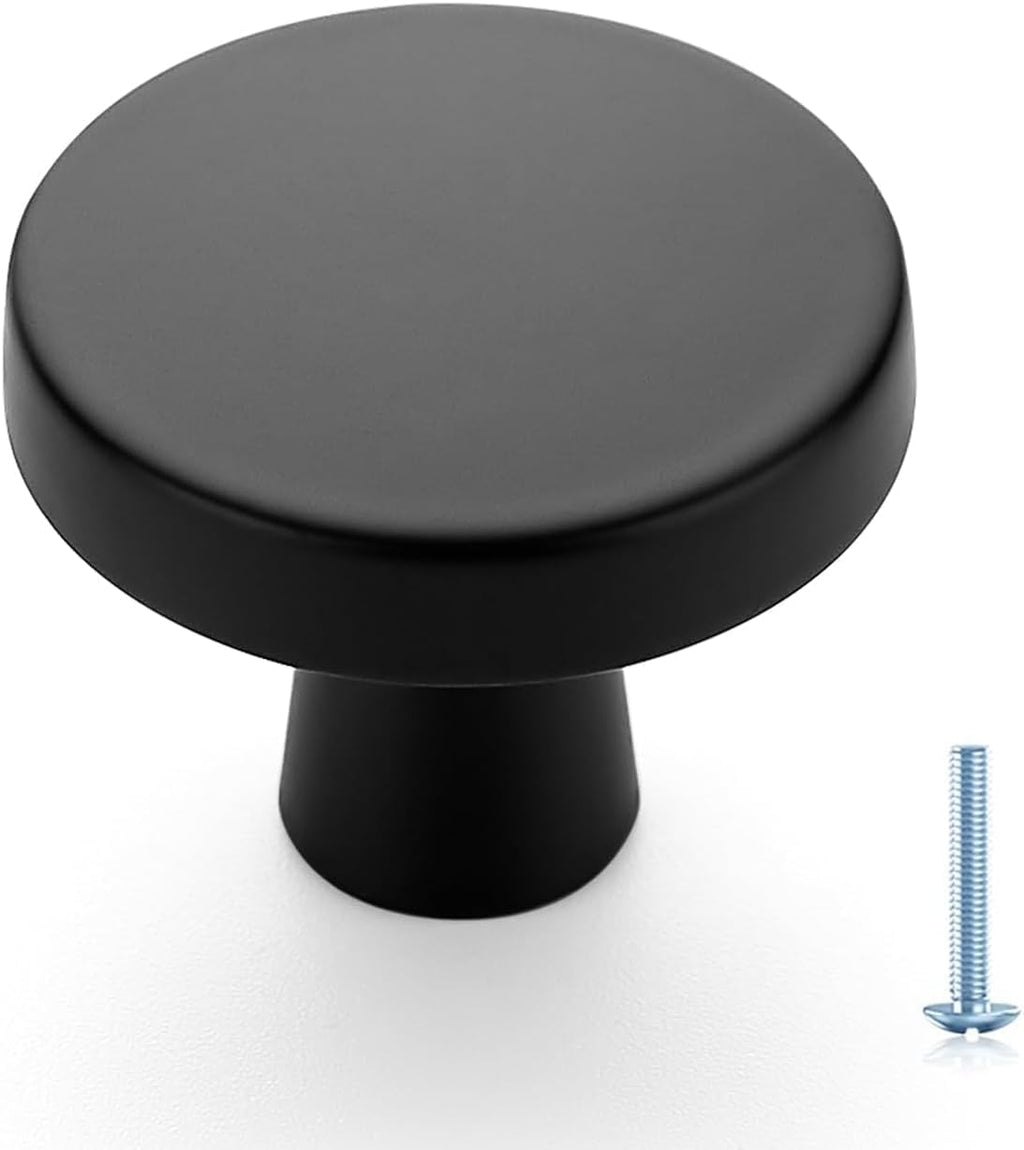 Ravinte Matte Black Cabinet Knobs Solid Pulls Single Hole 5 Pack