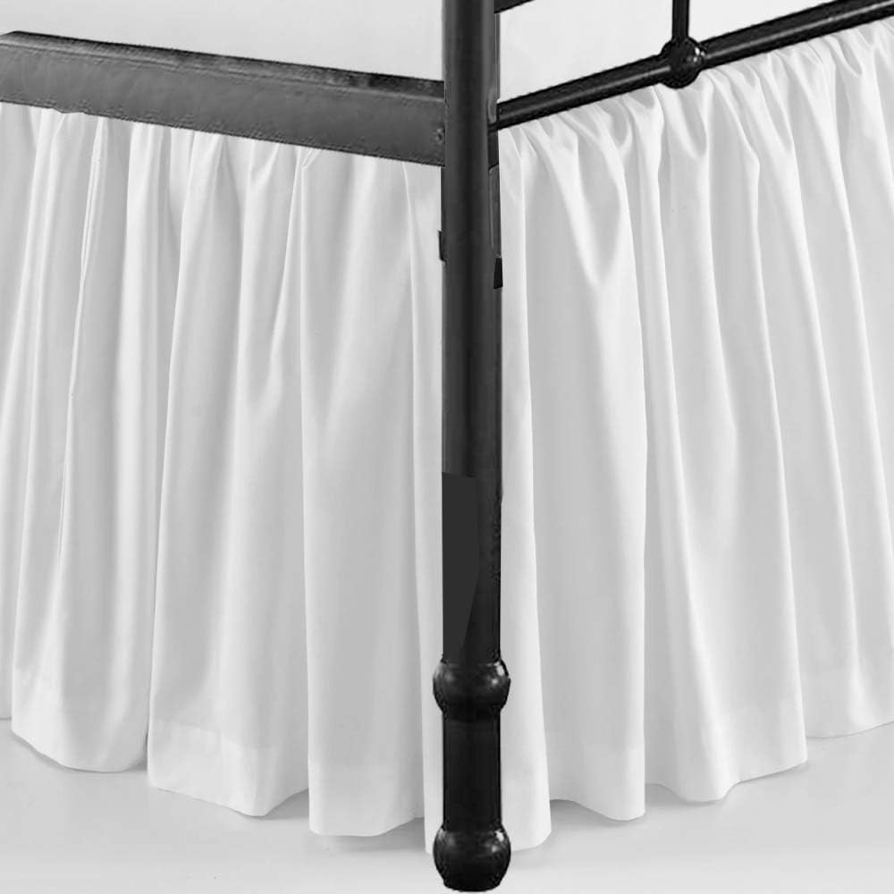 Ruffled Bed Skirt with Split Corners Three Side Coverage-King Size Dust Ruffles Bed Skirts 15 Inch Drop Expertise Tailored Fit Wrinkle Free Bed Skirt Dust Ruffle (King 15 Drop-White)