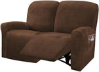 ULTICOR Reclining Love Seat Slipcover, 6-Piece Velvet Stretch Loveseat by ULTICOR