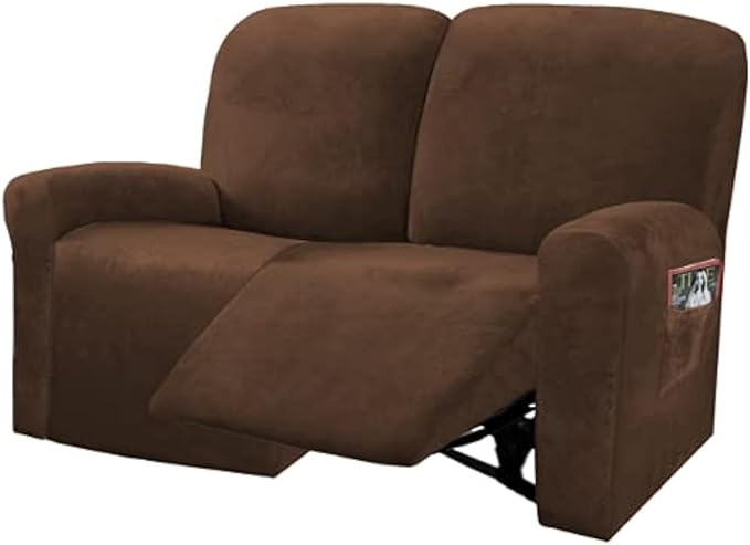 ULTICOR Reclining Love Seat Slipcover, 6-Piece Velvet Stretch Loveseat by ULTICOR