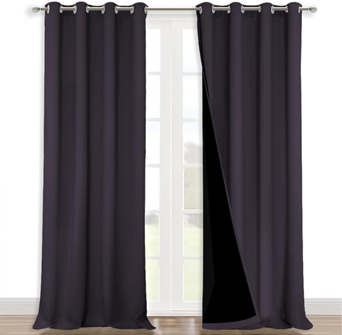 NICETOWN Full Shading Curtains for Windows, Super Heavy-Duty Black Lined by NICETOWN