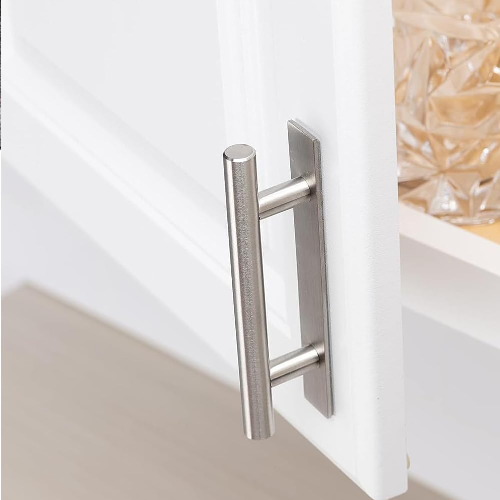 10 Pack Self-Stick Push Pull Helper ABS Plastic Wardrobe Handle Instant Cabinet Drawer Furniture Handles (Silver)