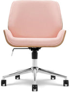 Elle Decor Ophelia Low-Back Task Modern Bentwood Home Office Armless Desk Chairs in Chrome Finish, French Pink 22.75D x 22W x 44H in