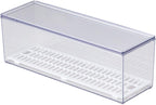 Large Transparent Flatware Tray Kitchen Drawer Organizer With Lid and Drainer - Plastic Kitchen Cutlery Tray and Utensil Storage Container with Cover - Dust-proof Dinnerware Holder
