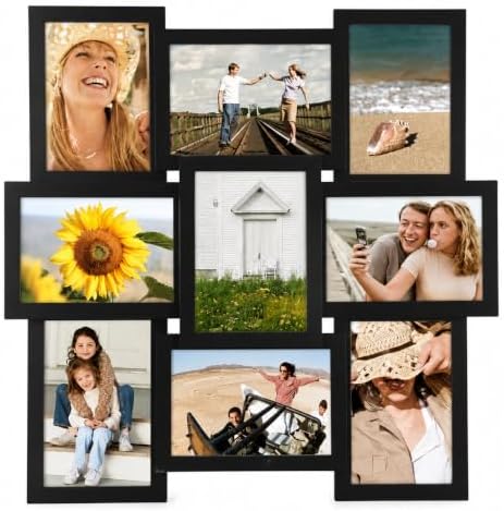 Malden International Designs 5 x 7 9-Opening Dimensional Collage Photo Wall Frame, Black