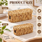 Patelai 2 Pcs Cable Management Boxes with Scalloped Lids, Large & Small