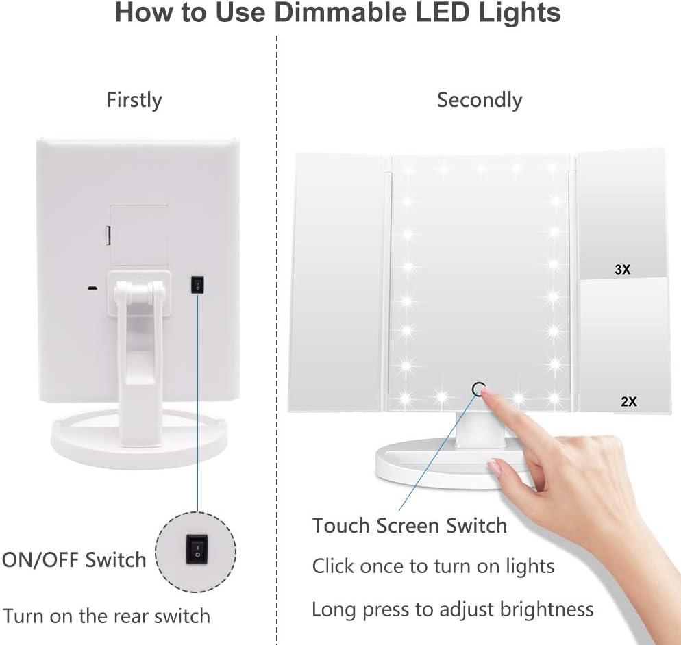 WEILY Makeup Mirror with 21 LED Lights,Two Power Supply Modes