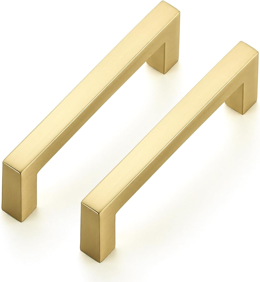 Ravinte Brushed Gold Cabinet Handles Solid Cabinet Pulls, 3 Inch CC, 5 Pack