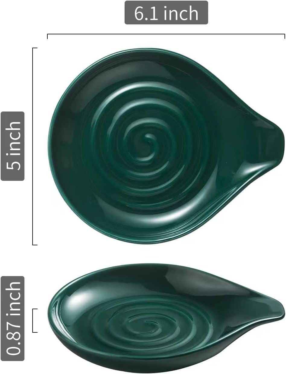 LAUCHUH Spoon Rest for Stove Top, Ceramic Spoon Holder for Kitchen Counter