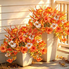 4 Pcs Large Artificial Fall Petunias Flowers with 4 Pcs Monkey Grass