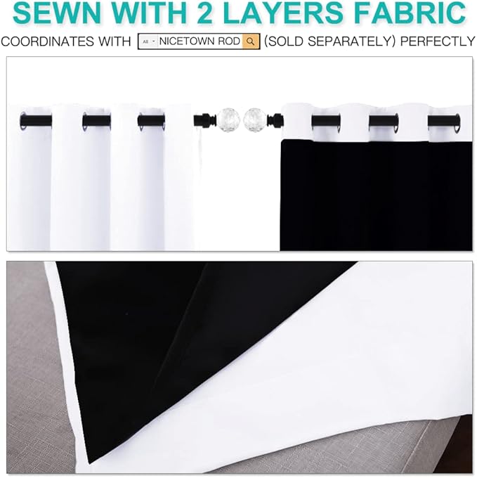 NICETOWN White Blackout Curtains 84 inches Long, Full Light Blocking Drapes - Image 5