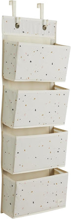 3 Sprouts Over Door Organizer, 4 Pockets, Hooks Included, Terrazzo Cream