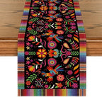 Artoid Mode Bird Dia De Los Muertos Serape Mexican Fiesta Table Runner, Cinco De Mayo Day of The Dead Kitchen Dining Table Decoration for Home Party Decor 13x120 Inch
