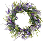 Puleo International 24" Artificial Echinops Floral Spring Door Wreath, Green/Purple