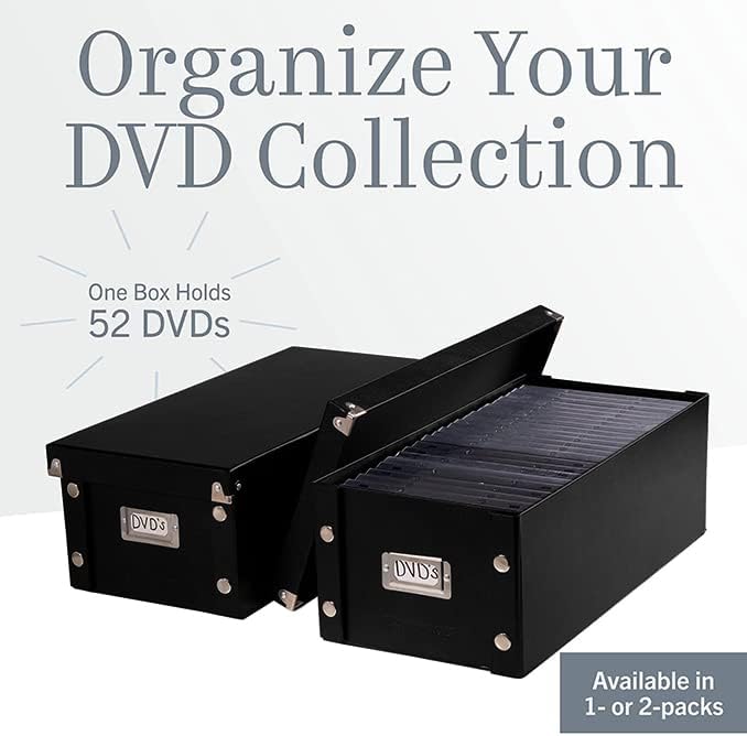 Snap-N-Store DVD Storage Box - Durable Disc Holder with Lid to Store for Discs (1 Pack - DVD, Black)