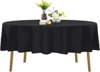 90 Inch Stain and Wrinkle Resistant Washable Polyester Table Cloth, Decorative Table Cloth for Dining Table, Buffet Parties and Wedding,Black