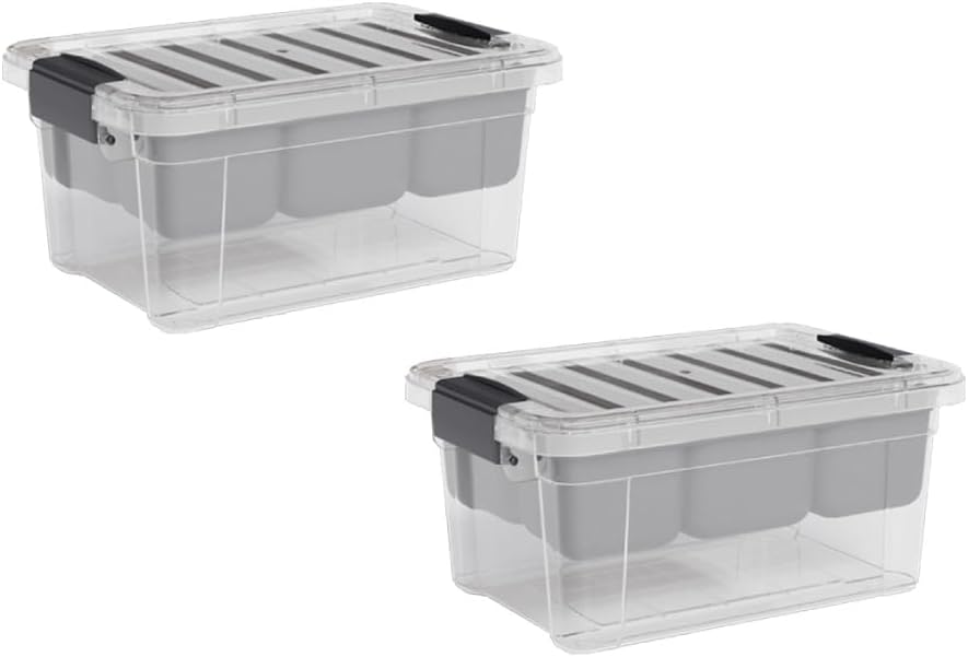 Superio Small Storage Container Organizing Bin with Removable Tray Plastic Tools, Sewing, Crafts Box, 3.5 Qt, 2 Pack