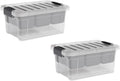 Superio Small Storage Container Organizing Bin with Removable Tray Plastic Tools, Sewing, Crafts Box, 3.5 Qt, 2 Pack