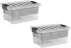 Superio Small Storage Container Organizing Bin with Removable Tray Plastic Tools, Sewing, Crafts Box, 3.5 Qt, 2 Pack