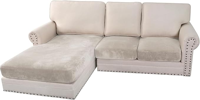 H.VERSAILTEX Velvet Stretch 3-Piece L Shape Sectional Couch Covers by HVERSAILTEX