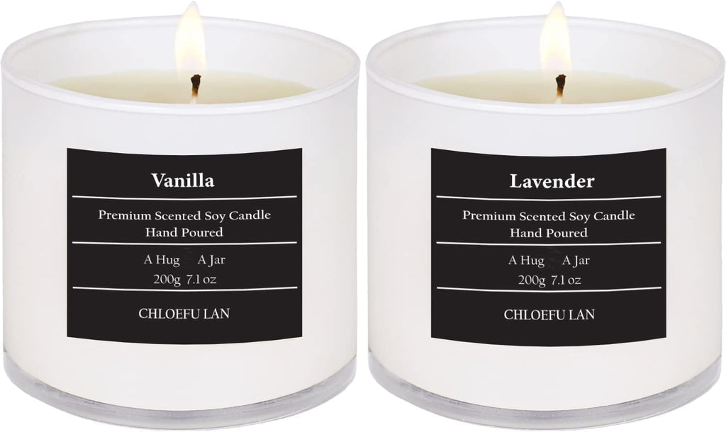 Chloefu LAN Premium Gardenia Scented Candle for Men & Women, Highly Scented, 7.1oz|45 Hour Long Lasting, All Natural Soy Candles, Home Decor, White Glass Jar Candle with Gift Box
