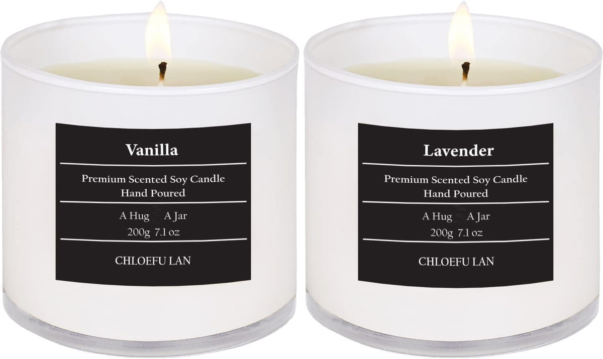 Chloefu LAN Premium Gardenia Scented Candle for Men & Women, Highly Scented, 7.1oz|45 Hour Long Lasting, All Natural Soy Candles, Home Decor, White Glass Jar Candle with Gift Box