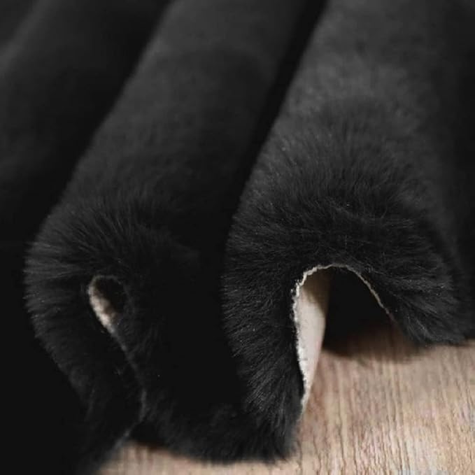 ORINOVA Faux Rabbit Fur Rug Machine Washable Area Rugs Black Fur Rug - Image 9