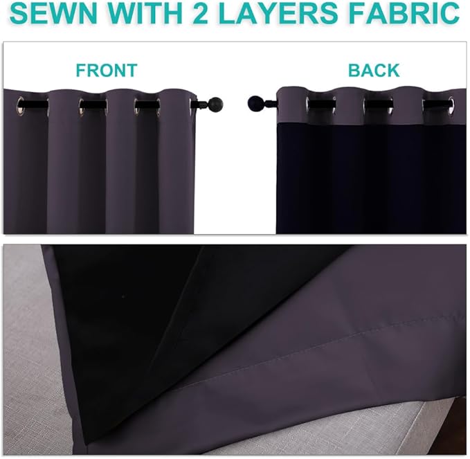 NICETOWN 100% Blackout Window Curtain Panels, 2 Pieces, Full Light Blocking - Image 5