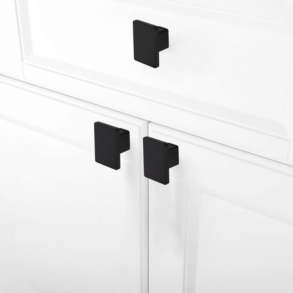 1.57-inch Square Black Matte Cabinet Knobs - 6 Pack