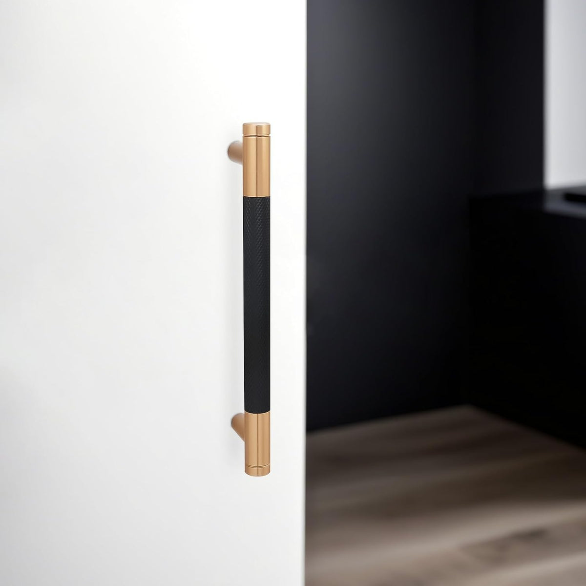 10 Pack Matte Black and Champagne Bronze Cabinet Pulls knurled 5 Inch Hole Centers Kitchen Cabinet Handles Drawer Pulls Cabinet Hardware