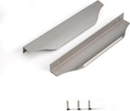 Edge Finger Tab Pulls for Cabinets Invisible Kitchen Concealed Aluminum Flat Hidden Drawer Pull Easy to Install Pack of 10 Brushed Nickel 11.81 inch 300mm Overall Length Easy Installation