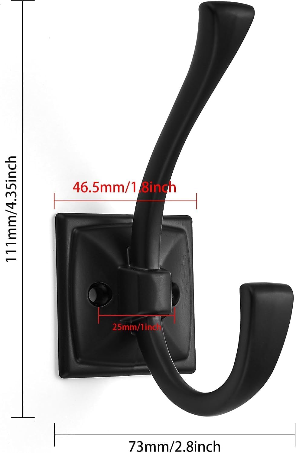 khtumeware Wall Hooks,10 Pack Coat Hooks Hardware Towel Hooks for Hanging Coats Black Robe Hooks Wall Mounted with Screws for Key, Towel, Bags, Cup.