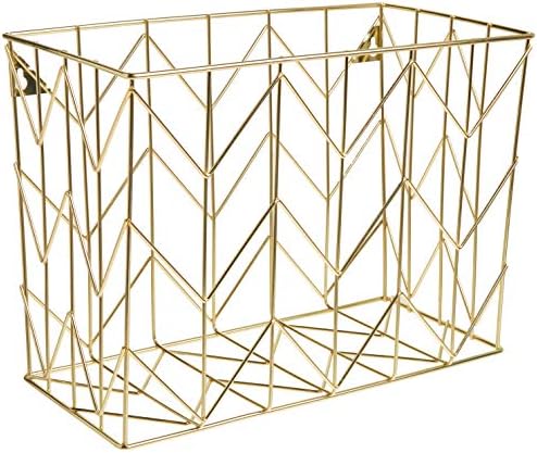 U Brands Hanging File Desk Organizer, Wire Metal, Gold Finish, 8.5" x 11'