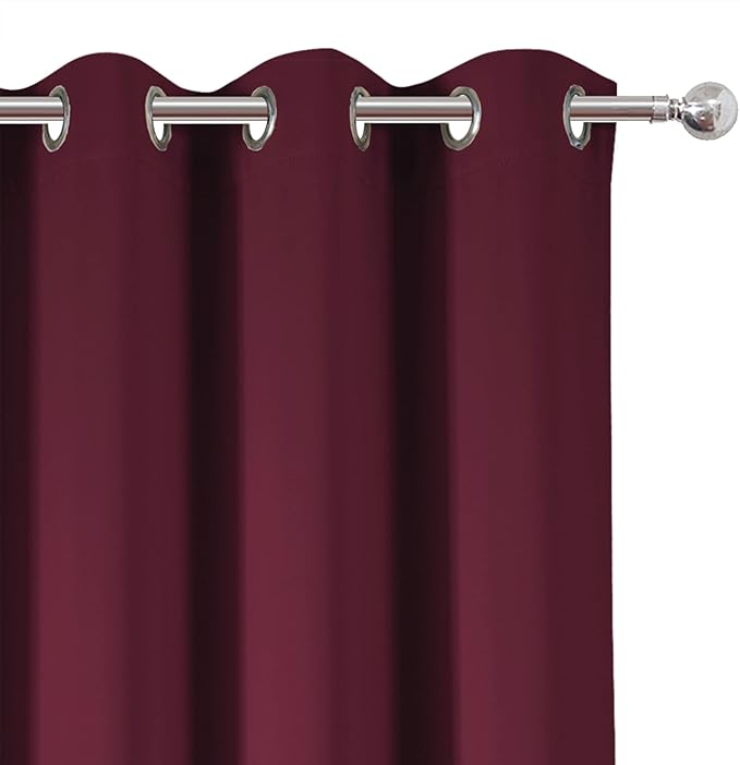 LEMOMO Blackout Curtains 66 x 72 Inch Long Burgundy Red Curtains Set of 2 - Image 6
