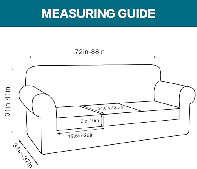 Turquoize 4 Piece Sofa Covers for 3 Cushion Couch Sofa Slipcover Soft Couch - Image 2