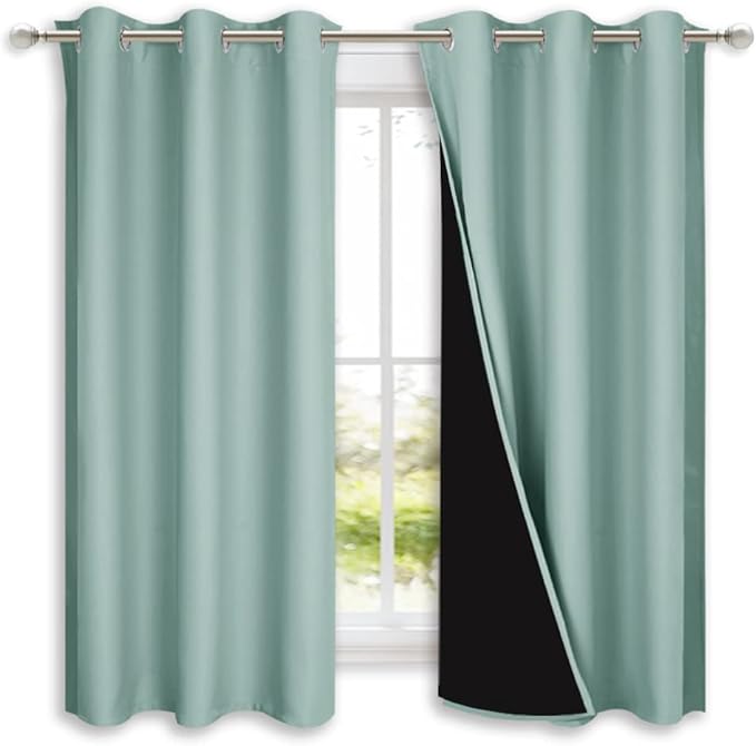 NICETOWN Aqua Blue 100% Blackout Lined Curtains, 2 Thick Layers Completely by NICETOWN