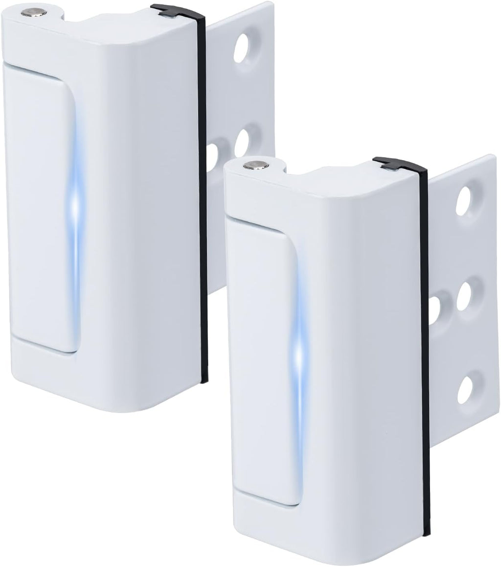 2 Pack Home Security Door Lock,with 3" Stop Withstand 800 lbs (White)