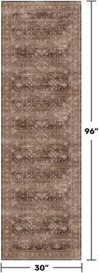 Brown Washable Long Runners for Hallways, Entryway Indoor Rug, Non Slip Rubber - Image 2