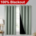 NICETOWN Greyish Green 100% Blackout Lined Curtains, 2 Thick Layers Completely - Image 2